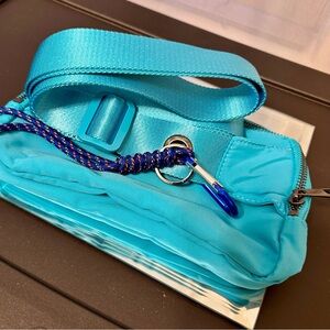 Iris & Rainbow Duo Iris 57" adjustable long strap aqua crossbody